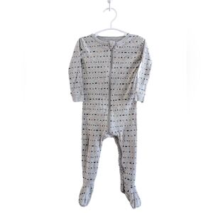 Petit Lem Cotton Gray and Black Patterned Baby Kids Footie Footed Sleeper 12m